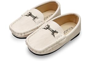 Uineky Toddler Boys Girls Leather Loafers Dress Shoes Little Kid Oxford Flats Casual Moccasins Slip-On School Uniform Walking Boat Shoes