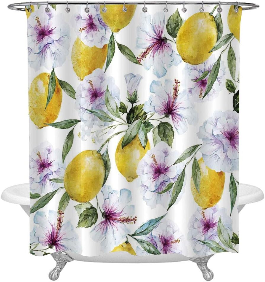 Ylljy00 Spring Shower Curtain for Modern Home Decor,Flowers
