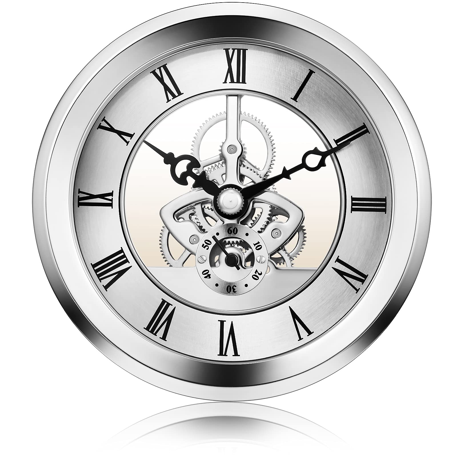 Photo 1 of Hicarer 4 1/16 Inch Skeleton Clock Insert with Bezel (Silver)