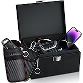 OMKHE Faraday Box Key Fob Protector, Faraday Box with 2 Pack Faraday Bags, RFID Box for Car Keys, Signal Blocking Box for Car Security (Large)