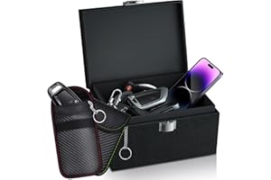 OMKHE Faraday Box Key Fob Protector, Faraday Box with 2 Pack Faraday Bags, RFID Box for Car Keys, Signal Blocking Box for Car Security (Large)