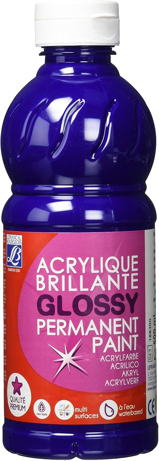 Lefranc & Bourgeois Glossy Children Acrylic 250 ml Tube, Acrylic Paint, ultramarine, Kinder - Acrylfarbe - 500ml Flasche