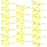 YWL 20 Pairs Heart Shaped Sunglasses Bulk, Colorful Rimless Fun Heart Sunglasses for Women Party Favors