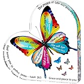 Inspirational Christian Butterfly Acrylic Heart Sign with Bible Verse, Birthday & Easter Gifts for Women, Mom, Sister, Friend