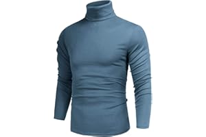 Poriff Men's Casual Slim Fit Basic Tops Knitted Lightweight Turtleneck Pullover Sweater