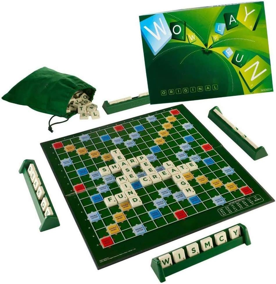 SAMTITY Scrabble Board Game, Crossword Board, Spelling Game Board, Learn English Crossword Spelling Game Puzzle Game Educational Toys