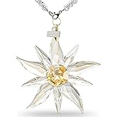 LOULIQIGIFT 2025 Glass Christmas Edelweiss Ornaments Gold Crystal Snowflake Ornament for Christmas Tree Pendant Crystal Sun Catcher Hanging Decor (3.5in)