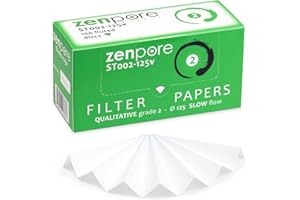 Filter Paper 12.5 cm Lab Fluted Filter Paper for Chemistry, Pre-Pleated (Folded), Qualitative Grade 2 - ZENPORE Slow Flow 125 mm (100 Discs)