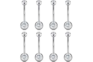 VCMART 14g Belly Button Ring Surgical Steel 6mm 8mm 10mm 12mm 14mm 16mm 18mm Short Long Bar Belly Navel Rings Piercing Jewelr