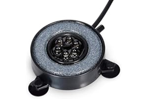 Aquarium Bubbler with LED Light Air Stone Disk Auto Color Changing Tank Energy Saving Built in Increases Dissolved Rate Sturd