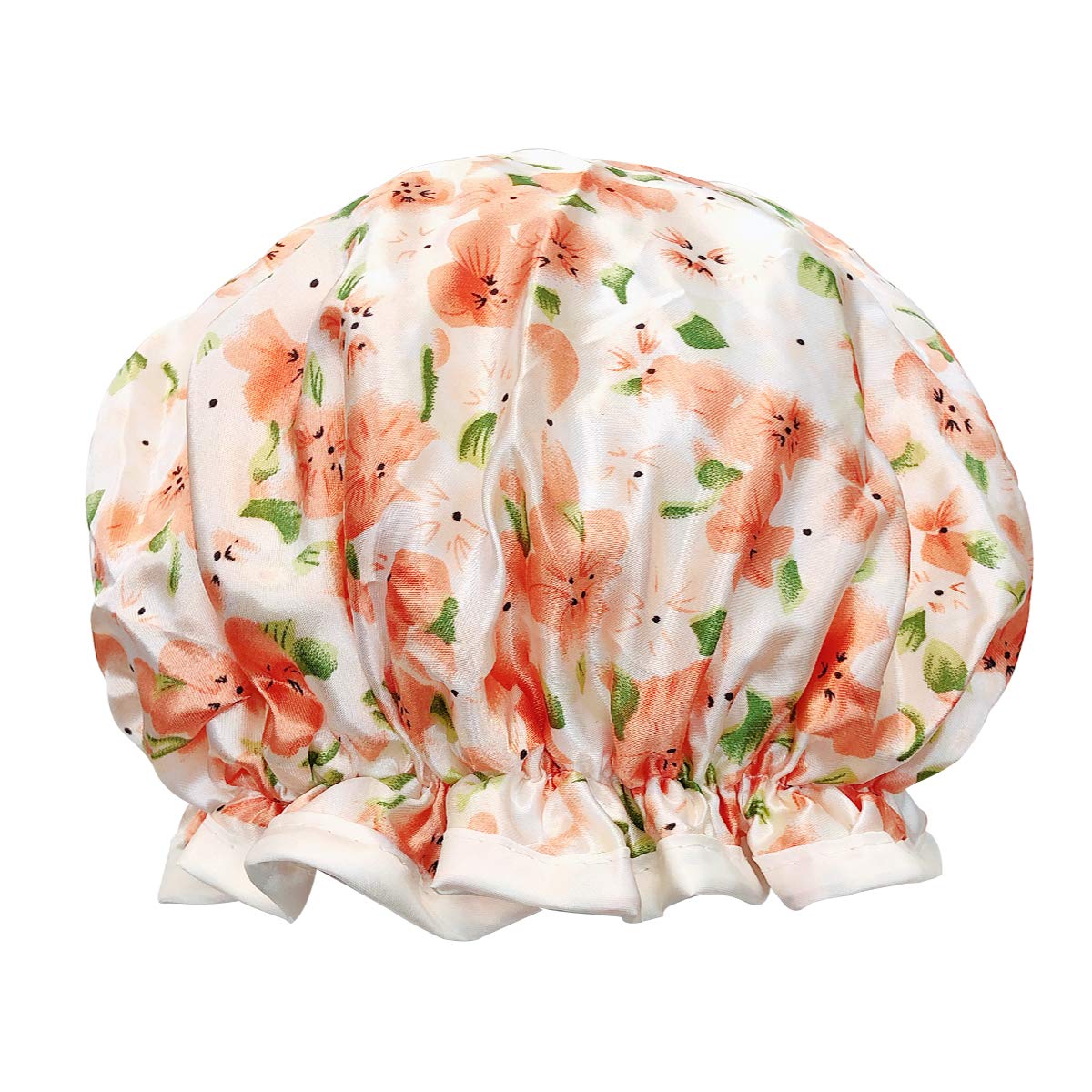 AllyDrew Shower Caps for Long Hair, Peach Floral, One Size