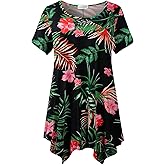 LARACE Short Sleeve Shirts for Womens Plus Size Tops Casual Summer Clothes Asymmetrical Tunic Blouses