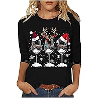 Royisotas Casual Women's Plus Size Tops Christmas Fall Orange 3/4