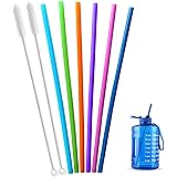 Extra Long 14.5 Inch Reusable Silicone Straws for Wine Bottle,1 Gallon/128 64 75 OZ Water Bottle,Mugs,1/Half Gallon Hydro Wat