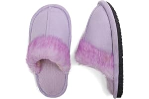 EQW Kids Slippers for Girls Boys - Warm Memory Foam Non-Slip House Shoes, Soft Plush Indoor Outdoor Bedroom Slides