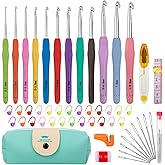 MECHEER Crochet Hooks 12 Sizes Crochet Hook Set, 51 Pack Yarn Crochet Kit for Beginners, Knitting Needles with Ergonomic Hand