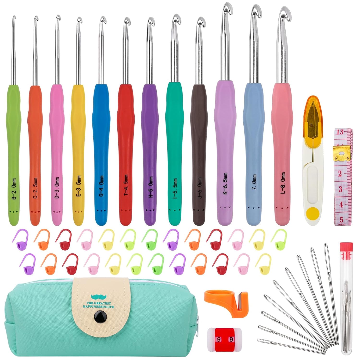 MECHEER Crochet Hooks 12 Sizes Crochet Hook Set, 51 Pack Yarn Crochet Kit for Beginners, Knitting Needles with Ergonomic Hand