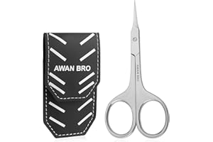 AWAN BRO Professional Cuticle Scissors Extra Fine Curved Blade, Silver Manicure Scissors for Cuticles Small Scissors with Precise Pointed Tip Slim Grooming Blades, Eyebrow, Eyelash and Dry Skin