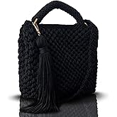 Handmade Crochet Shoulder Bag for Women – Boho Knit Crossbody Purse with Tassel, Lightweight Woven Handbag, Stylish Casual Satchel for Everyday & Travel