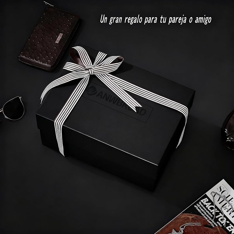 Caja de Relojes con 12 Ranuras, Joyero Hombre con Tapa de Cristal