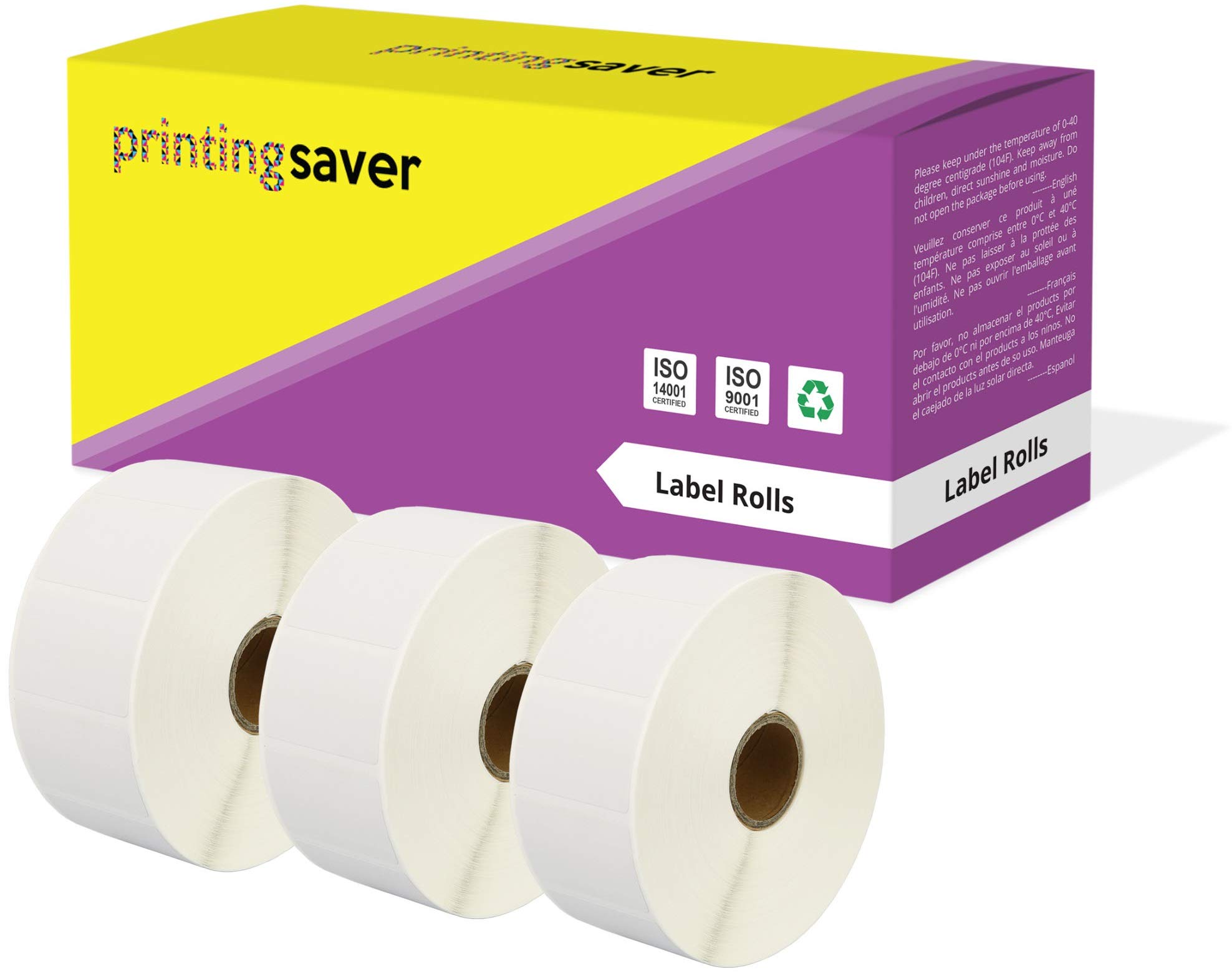 Printing Saver 38 x 25 mm 3 Compatible Direct Thermal Labels Rolls (2000 Labels per Roll) for Zebra Toshiba Citizen Sato Honeywell Intermec Datamax CAB Eltron Godex Orion UPS Wasp Label Printers