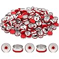 PATIKIL 20mm Flip Off Caps, 200 Pcs Flip Off Caps Flip Off Seals Flip Off Vial Seals Plastic Aluminum Caps Cover for Glass Vial, Red