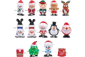 CCINEE 14 Packs Christmas Wind Up Toys, Christmas Small Toy Bulk Assorted Clockwork Toys for Goody Bag Fillers Stocking Stuffers Xmas Cracker Party Favors