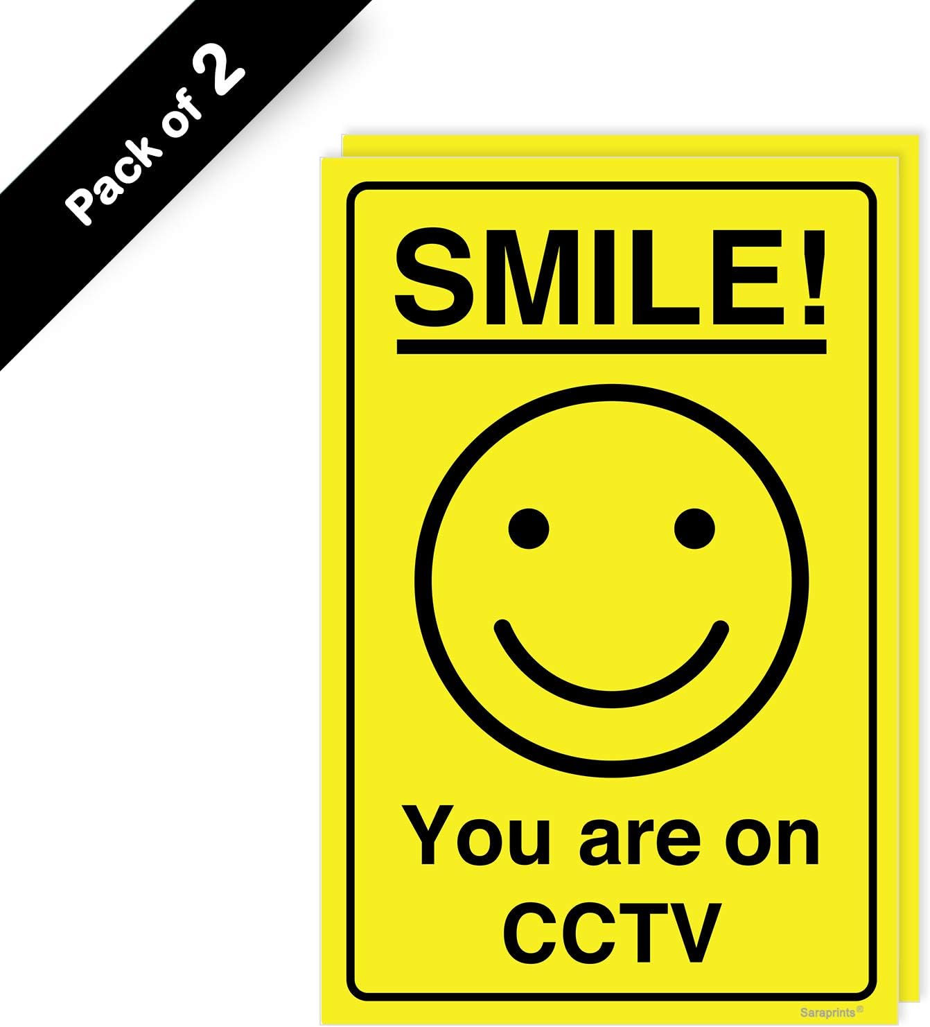 Pack of 2 CCTV Stickers (150 X 100 mm) Waterproof CCTV Sign Self Adhesive CCTV Signs Stickers for Private Property Sara Prints® - Image 3