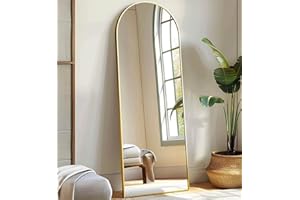 FVANF 58"x18" Arched Full Length Mirror Free Standing Leaning or Hanging Mounted Mirror Aluminum Frame Modern Simple Home Decor for Living Room Bedroom Cloakroom, Gold