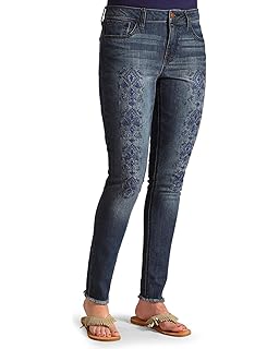 tribal embroidered jeans