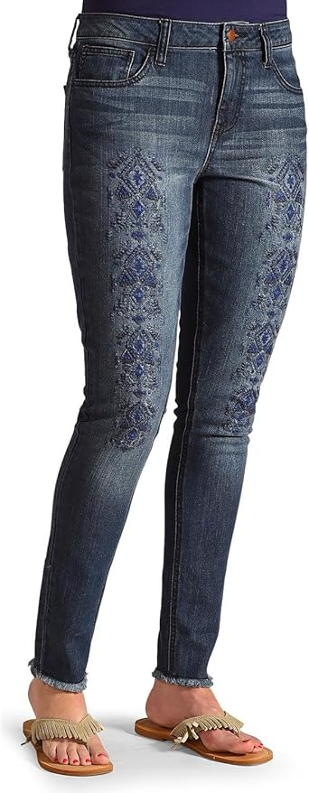 tribal embroidered jeans