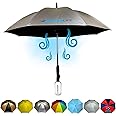 Breeze Life Original Mister Breeze, Sun Umbrella with Fan and Mister, Umbrella Mister with Built-in Fan for Festivals, Beach and More, Blocks Harmful Sun Rays, Mist bottle included, Silver