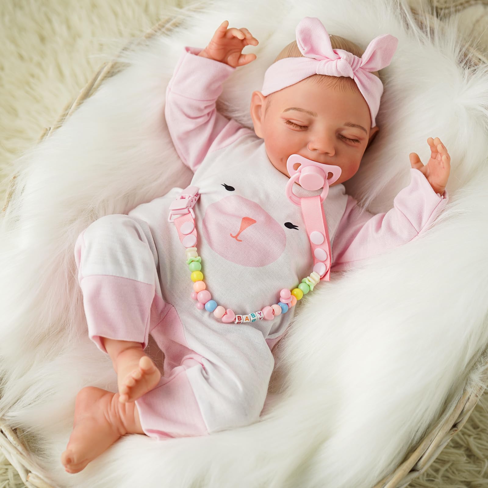 BABESIDE 2 PCS Reborn Baby Doll Clothes with Hat for 17-22 Inch Dolls, Bunny Baby Dolls Outfit Accessories Set BabyClothing,Girls