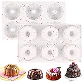 HUAKENER 2 Pcs Mini Fluted Cake Pan, 6-Cavity Fluted Tube Cake Pan | Non-stick Silicone Baking Mold for Cupcakes, Donuts, Muffins, Cornbread, Brownies, Jellies