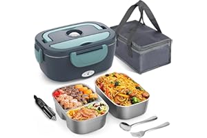 Electric Heated Lunch Box, Portable Food Warmer for Adults, 1.5L Leak-Proof Electric Lunch Box for Car, Truck & Home, Removab