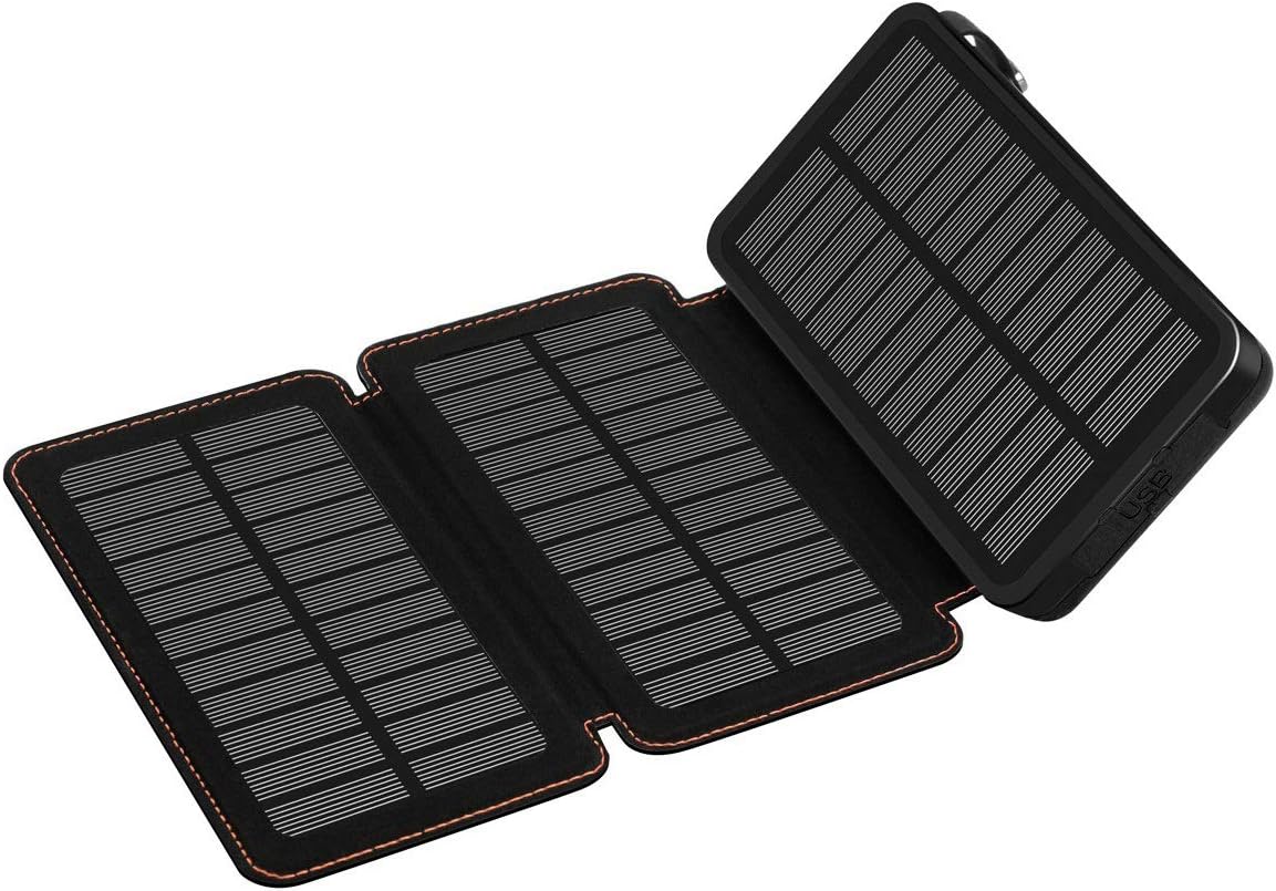 Solar Charger 24000mAh,Solar Power Bank Waterproof Dual USB Output with 3 Solar Panels External Battery Bank Flashlights for iPhone,Samsung and More Cellphone (Black)