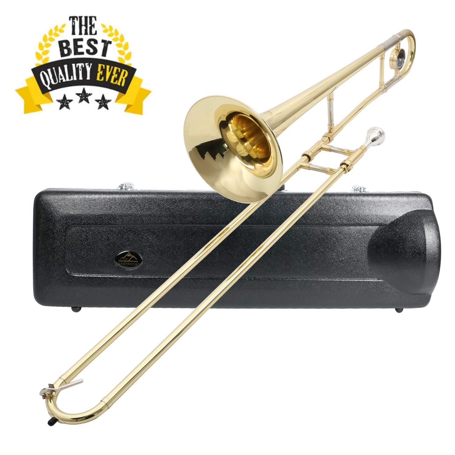 EASTROCK Bb Tenor Slide Trombone Brass for Student,Beginner-Standard Trombone with Hard Case Mouthpiece Cleaning Kit (7.874" Bell)