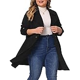 Agnes Orinda Plus Size Trench Coats for Women Faux Suede Jackets Notched Lapel Double Breasted Coat Jacket