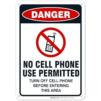 Amazon Com Cartel Para Prohibir El Uso De Telefonos Celulares Con Leyenda En Ingles No Cell Phone Use Permitted Sign 10 Pulgadas X 7 Pulgadas Aluminio Para Uso En Interiores O Exteriores Por