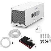 AprilAire E050PZ 50-Pint Professional-Grade, Whole-House Dehumidifier with for up to 1,600 Sq. Ft. with S86WMUPR Wi-Fi Thermostat, Drain Hose, Condensate Pump, Bracket, and Hanging Kit