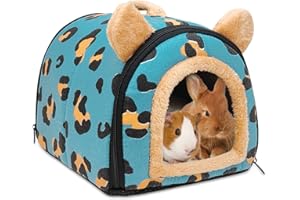 Tierecare Rabbit Bed Large Bunny Hideout Warm Guinea Pig Cave House Tunnel Habitat Cozy Hide Cage Accessories for Dwarf Rabbits Other Small Animals