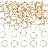 UNICRAFTALE 100Pcs 12mm 18K Gold Plated Stainless Steel Open Jump Rings for DIY Earring Bracelet Key Chain Necklace Jewelry Making