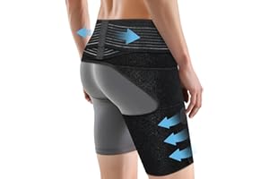 SOLOEVER Hip Brace for Women & Men, Sciatica Pain Relief Devices, Adjustable Compression Wrap Support for Arthritis, Pulled Thigh, Hip Fleхоr Strain, Groin Injury, Hamstring Pull (Black, Right)