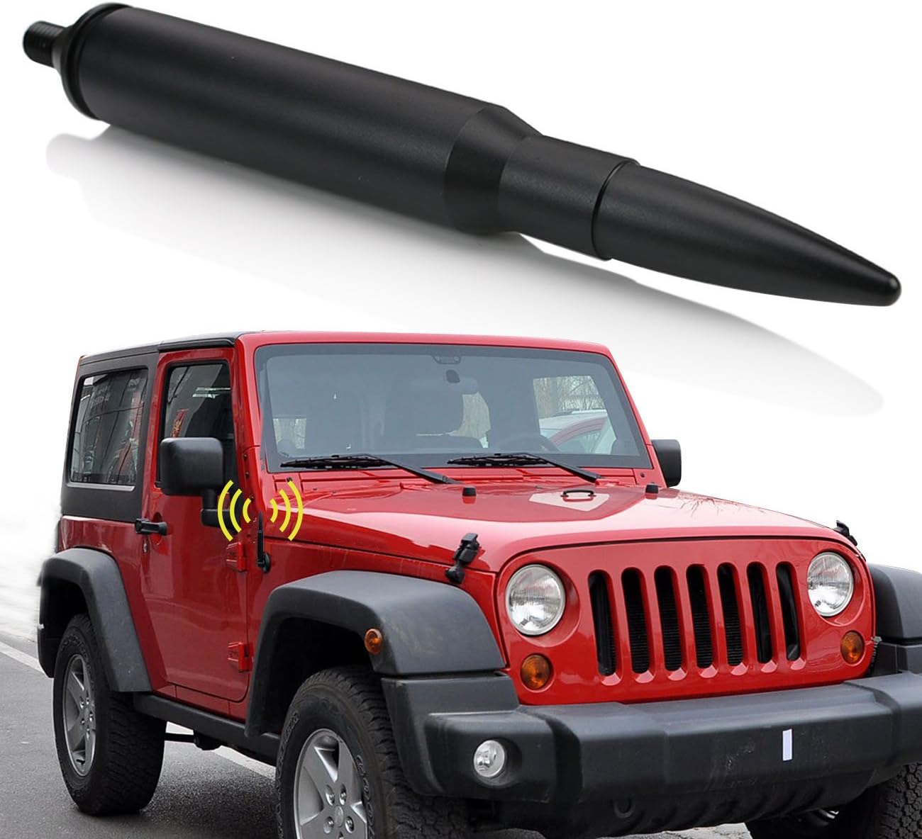 General Mega 6.1" Bullet Antenna for Jeep Wrangler JK JKU JL JLU 2007-Up AM FM Radio Signal Receiption Aluminum Short Antenna Replacement