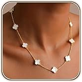 Billet-doux 18k Gold Plated Clover Necklace for Women, Perfect for Valentine’s Day, The Timelss Classic Four-Leaf Clovers Link Chain Nacklace, Adjustable size, Trendy Charm Jewelry Gifts for Her