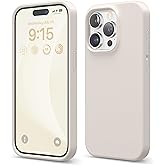 elago Compatible with iPhone 15 Pro Case, Liquid Silicone Case, Full Body Protective Cover, Shockproof, Slim Phone Case, Anti-Scratch Soft Microfiber Lining, 6.1 inch (Stone) | Premium Silicone