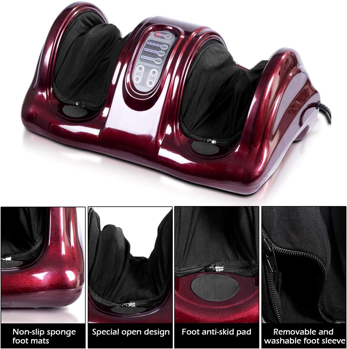 Giantex Foot Massager Machine Massage for Feet, Chronic Nerve Pain Therapy Spa Gift Deep Kneading Rolling Massage for Leg Calf Ankle, Electric Shiatsu Foot Massager w/ Remote, Burgundy: Health & Personal Care