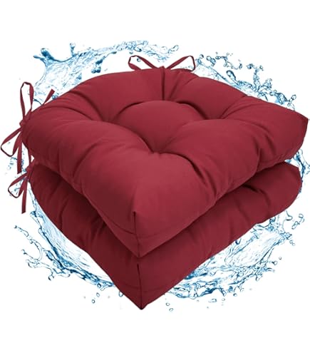 thumbnail image 2 of Garden Cushions Waterproof Set Of 4 FYHTC Waterproof Chair Cushions Set Of 2 48 * 48cm All Weather Patio Seat Cushions U-Shape,Thicken Universal Chair Pads For Outdoor Furniture Garden Outside Patio Cushions 2 of 12