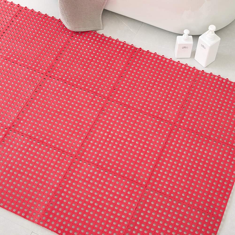 XUEKEKEA Interlocking Rubber Floor Tiles Shower Mat Notslip Tread