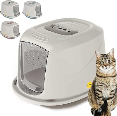 Cat Centre Jumbo Grey Hooded Litter Tray High Sided Enclosed Pan